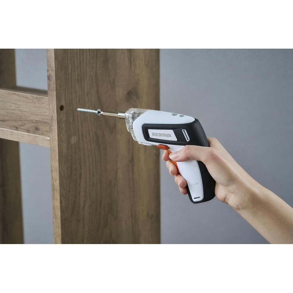 アイリスオーヤマ 充電式 電動ドライバー ホワイト 145×45×120mm