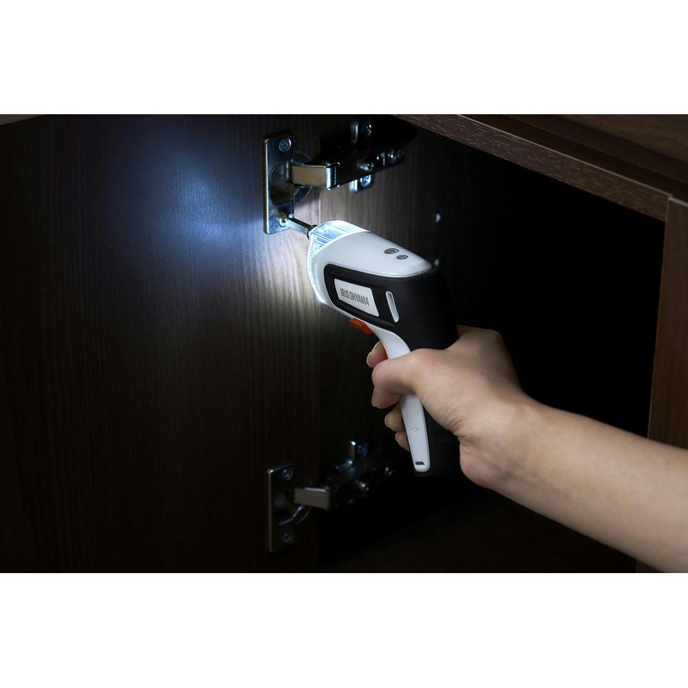 アイリスオーヤマ 充電式 電動ドライバー ホワイト 145×45×120mm