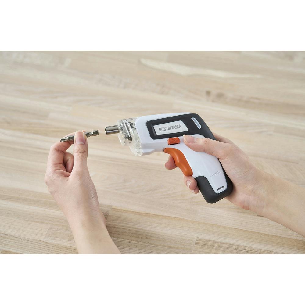 アイリスオーヤマ 充電式 電動ドライバー ホワイト 145×45×120mm