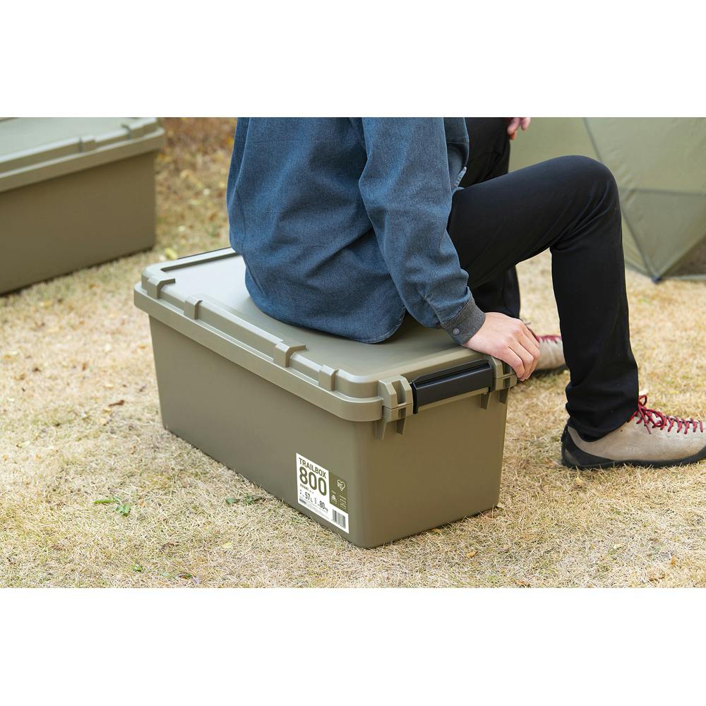 アイリスオーヤマ 収納ボックス TRAILBOX 800 カーキ 788×376×328mm
