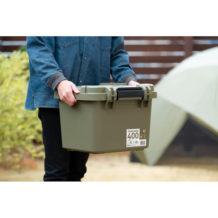 アイリスオーヤマ 収納ボックス TRAILBOX 400 カーキ 424×396×328mm TRB-400 ツール ボックス 工具箱 収納【別送品】