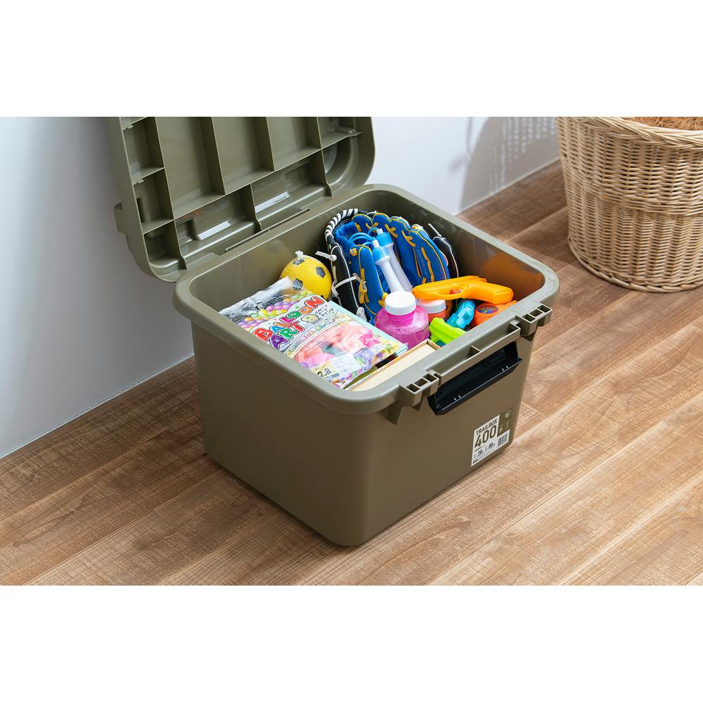 アイリスオーヤマ 収納ボックス TRAILBOX 400 カーキ 424×396×328mm