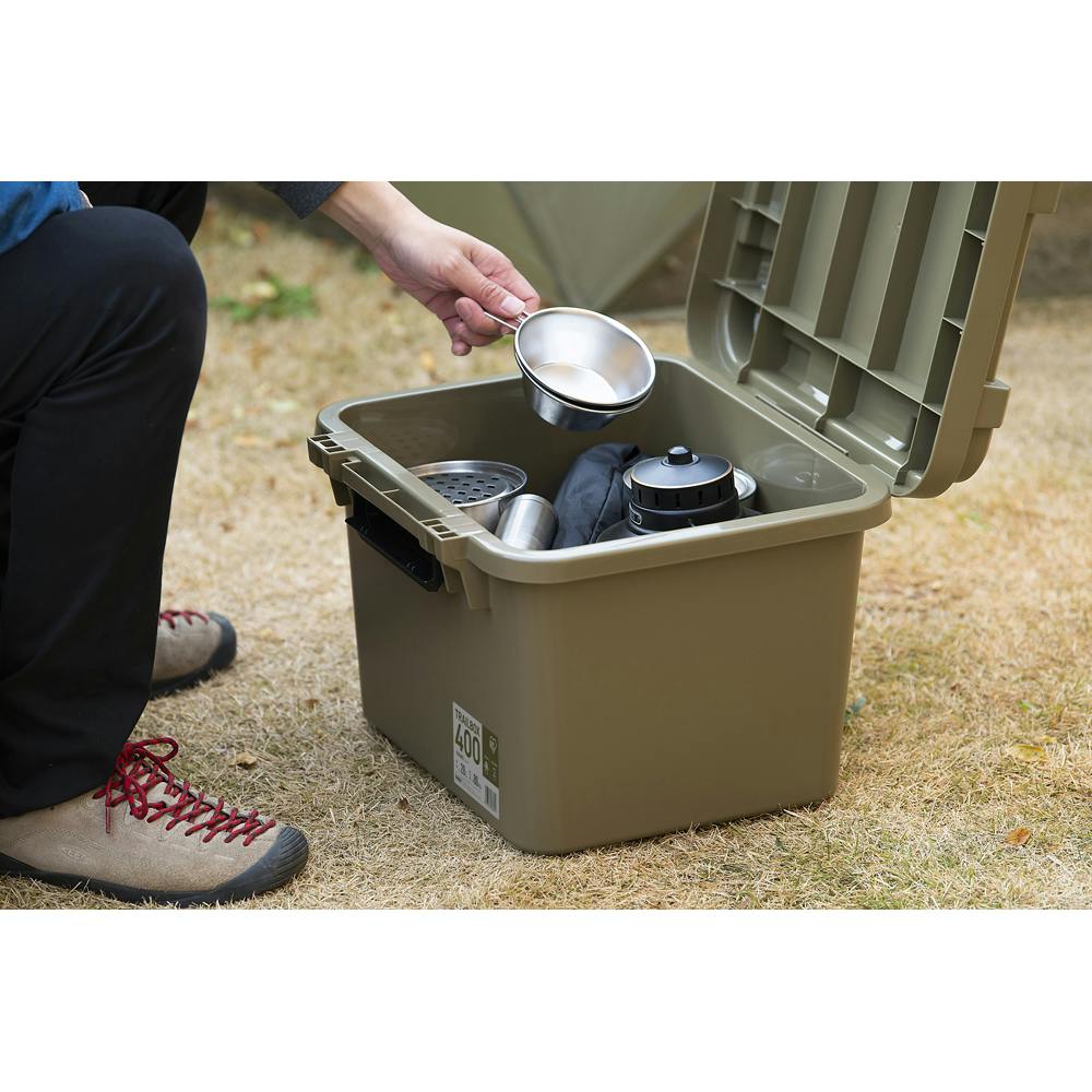 アイリスオーヤマ 収納ボックス TRAILBOX 400 カーキ 424×396×328mm