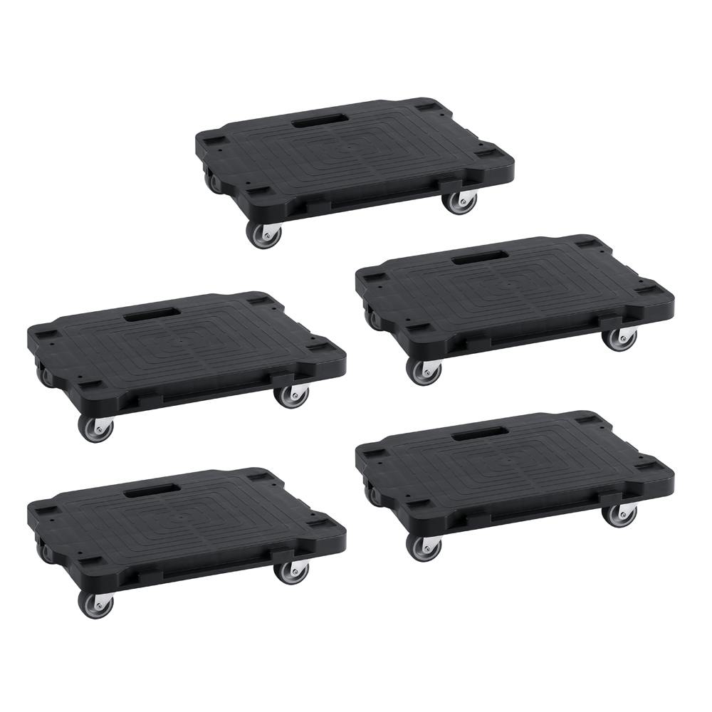 アイリスオーヤマ 連結ミニ平台車 5台セット ブラック 42.1×28.1×8.7cm RMH-5 台車用キャスター