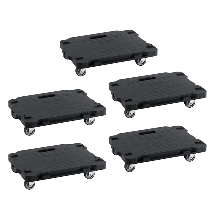 アイリスオーヤマ 連結ミニ平台車 5台セット ブラック 421×281×87mm RMH-5 連結できる キャスター付き 収納【別送品】