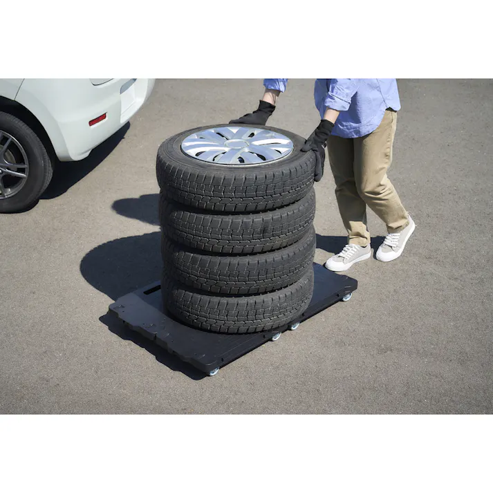 アイリスオーヤマ 連結ミニ平台車 5台セット ブラック 421×281×87mm RMH-5 連結できる キャスター付き 収納【別送品】