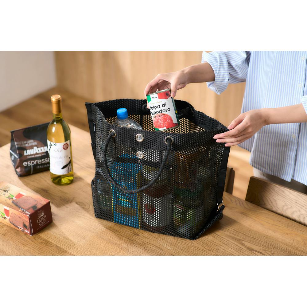 アイリスオーヤマ メッシュツールバッグ ブラック 520×410mm TLB-M5241