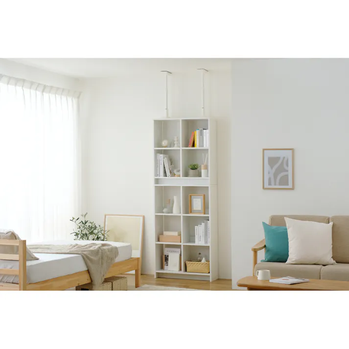 アイリスオーヤマ 家具転倒防止伸縮棒 Mサイズ ホワイト 215×78×400~600mm KTB-40R 防災グッズ 突っ張り棒 家具固定【別送品】