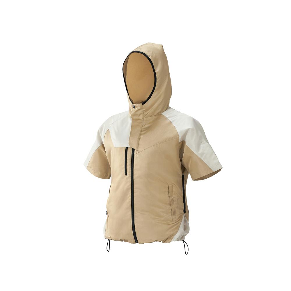 アイリスオーヤマ クールウェアOUTDOORセット M (半袖 フード有)ベージュ COHS-M02-Be【別送品】