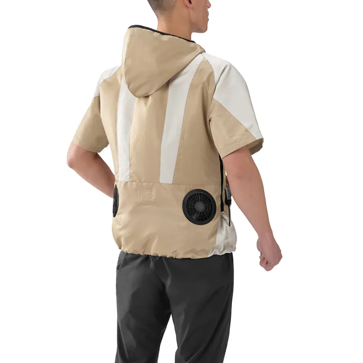 アイリスオーヤマ クールウェアOUTDOORセット M (半袖 フード有)ベージュ COHS-M02-Be 4967576541374【別送品】