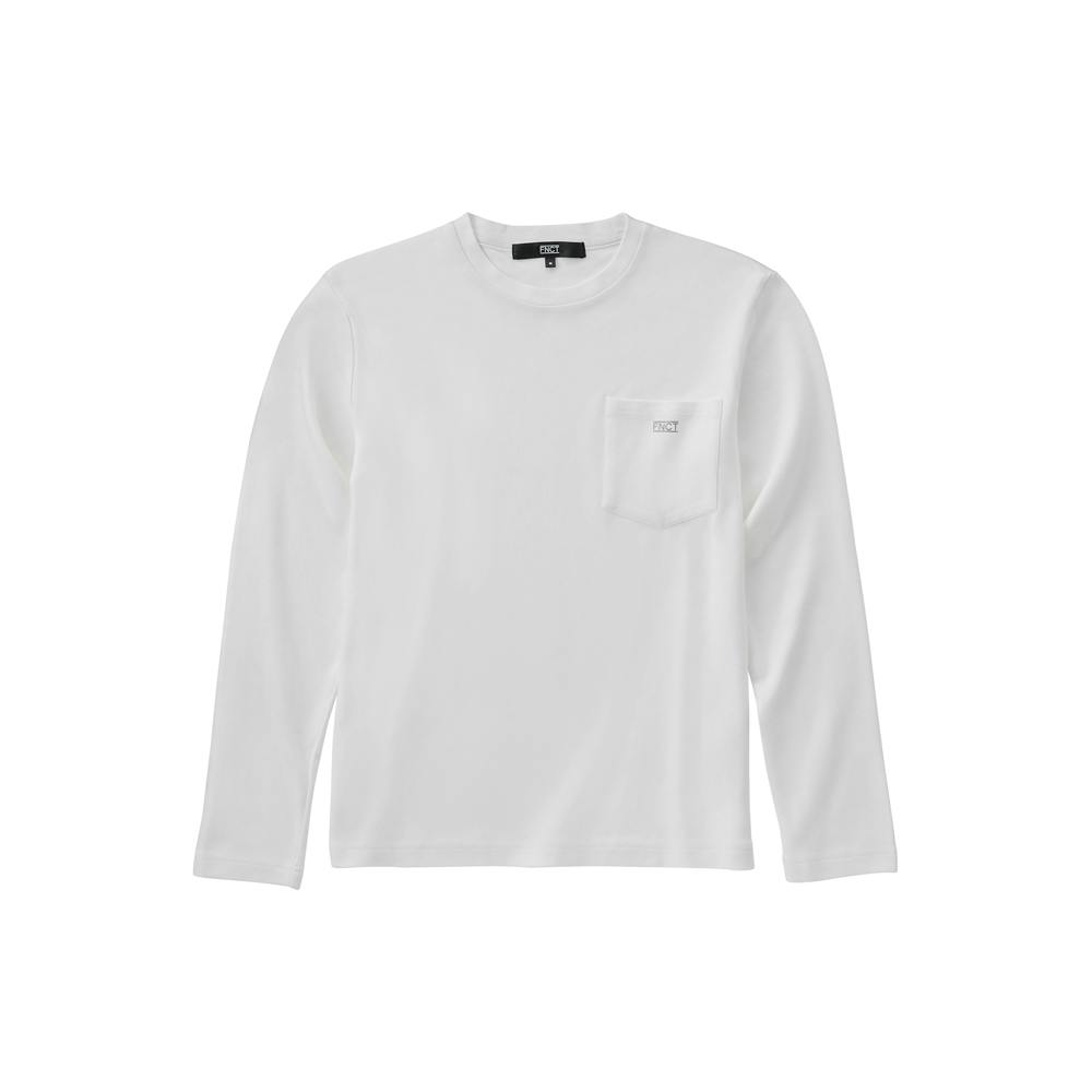 アイリスオーヤマ ポケット付 ストレッチスムースロンT L ホワイト FC21401-WHL【別送品】