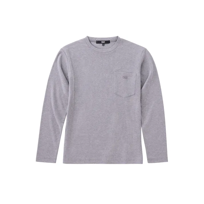 アイリスオーヤマ ポケット付 ストレッチスムースロンT L ミックス グレー FC21401-GRL【別送品】