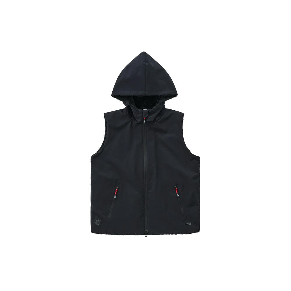 アイリスオーヤマ 撥水防風フーディーボア ヒートベスト S ブラック/グレー FC21615-B/GS【別送品】