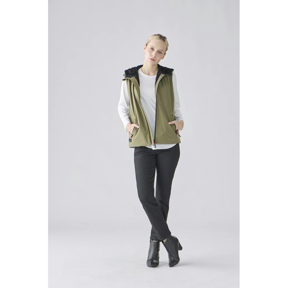 アイリスオーヤマ 撥水防風フーディーボア ヒートベスト L カーキ