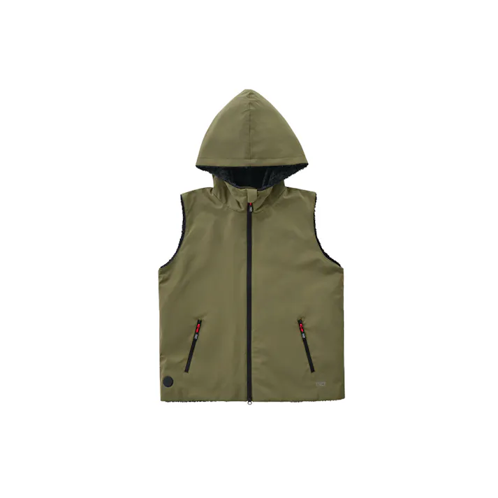 アイリスオーヤマ 撥水防風フーディーボア ヒートベスト XL カーキ/グレー FC21615-K/GXL【別送品】