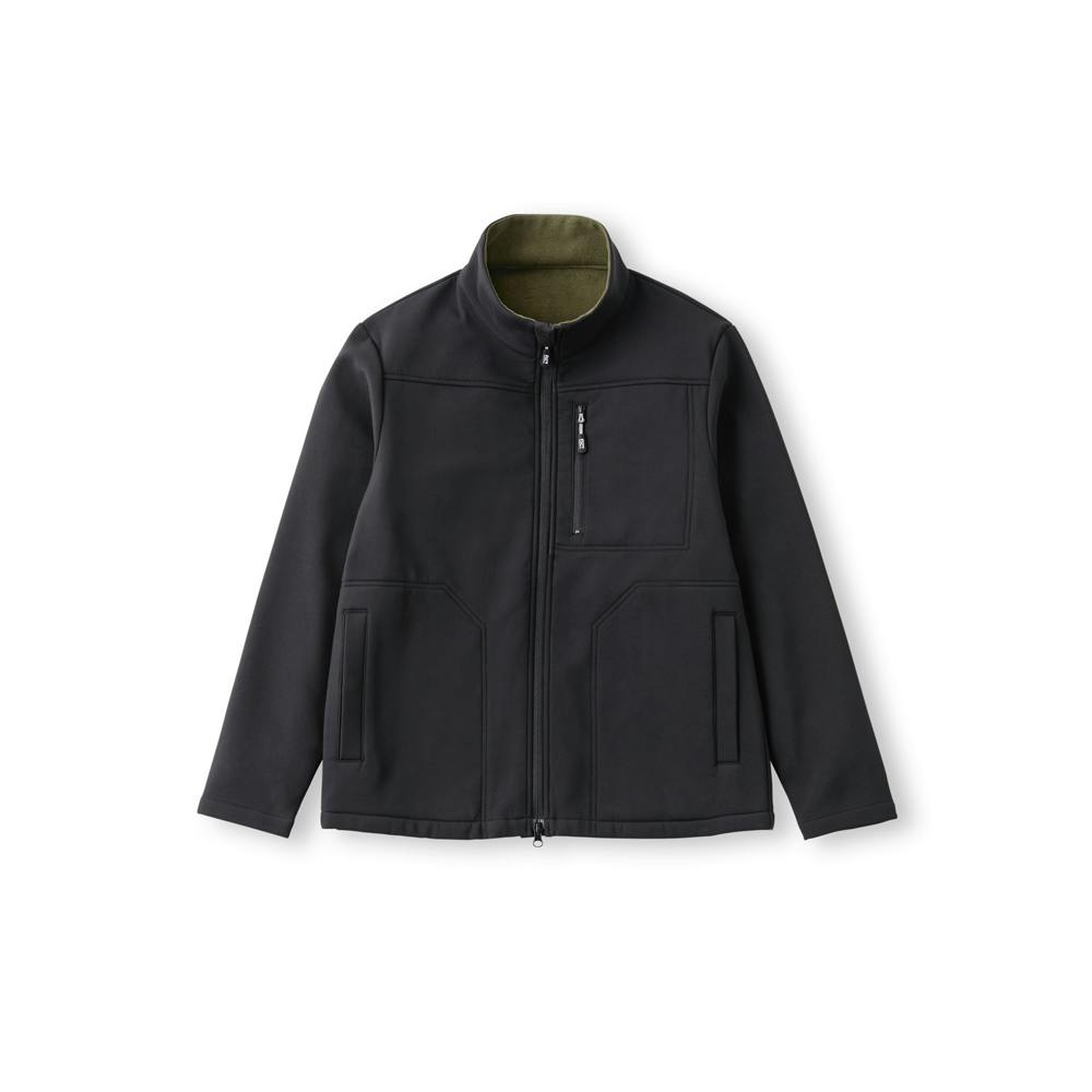 アイリスオーヤマ ストレッチ裏フリースボンディング 保温 ジャケット Mサイズ ブラック/カーキ FC22400-BKM 4967576647007【別送品】