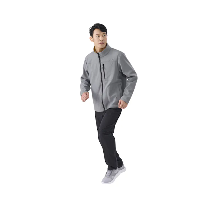 アイリスオーヤマ ストレッチ裏フリースボンディング 保温 ジャケット ミディアム グレー/イエロー FC22400-MGM【別送品】