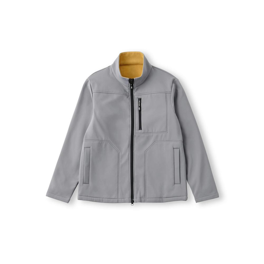 アイリスオーヤマ ストレッチ裏フリースボンディング 保温 ジャケット ミディアム グレー/イエロー FC22400-MGL【別送品】