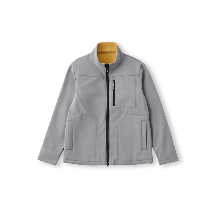 アイリスオーヤマ ストレッチ裏フリースボンディング 保温 ジャケット ミディアム グレー/イエロー FC22400-MGXL【別送品】