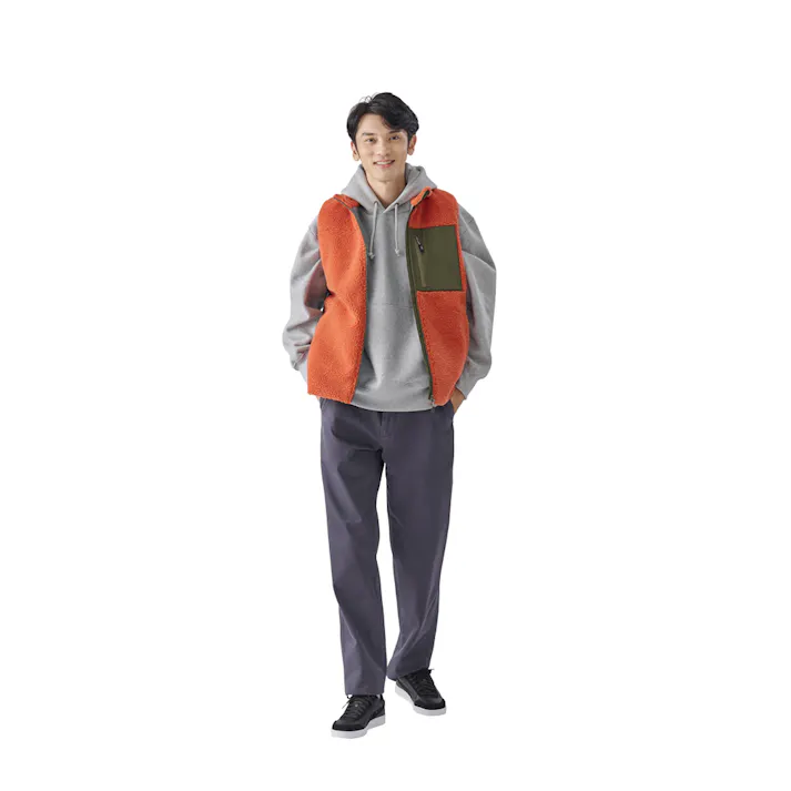 アイリスオーヤマ ボアフリース 保温ベスト Mサイズ オレンジ FC22502-ORM 4967576647649【別送品】