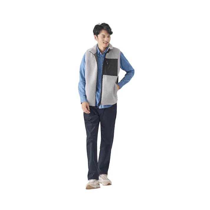 アイリスオーヤマ ボアフリース 保温ベスト Lサイズ ライト グレー FC22502-LGL 4967576647663【別送品】