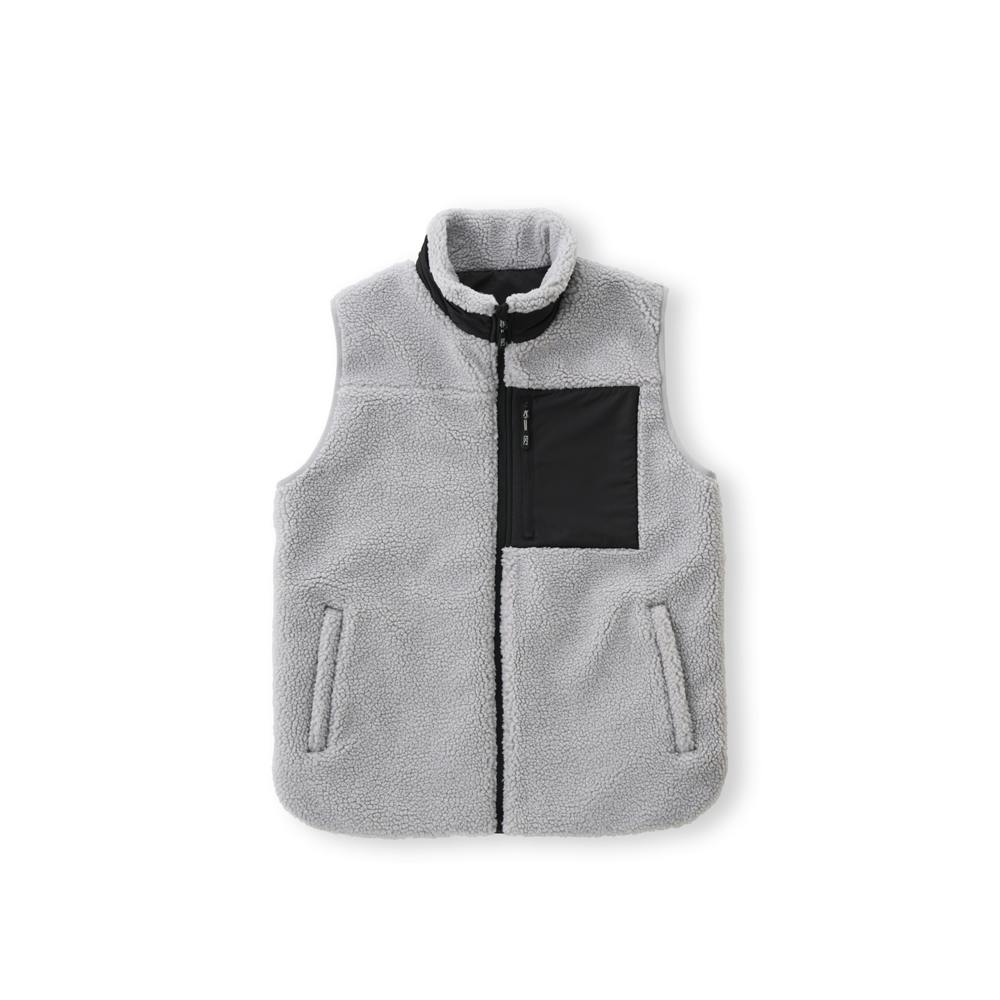 アイリスオーヤマ ボアフリース 保温ベスト XLサイズ ライト グレー FC22502-LGXL 4967576647694【別送品】