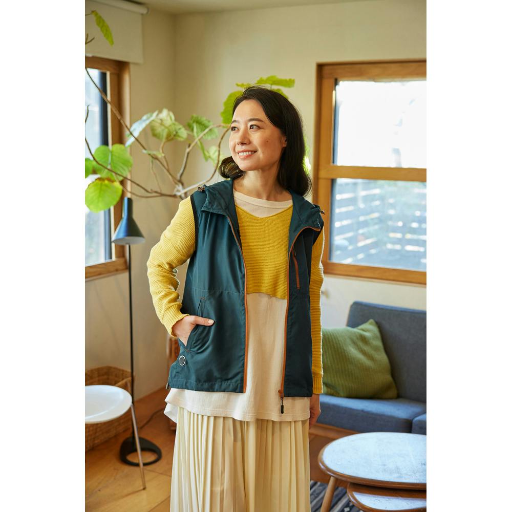 展示品新品！アイリスオーヤマ ファン フード付きベスト グリーン L