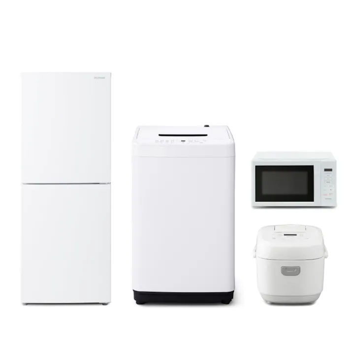アイリスオーヤマ 【軒先渡し】家電4点セット(冷凍冷蔵庫 153L+全自動洗濯機 5.0kg+ジャー炊飯器 5.5合+電子レンジ 17L) 一人暮らし 料理好き 新生活 まとめ買い【別送品】