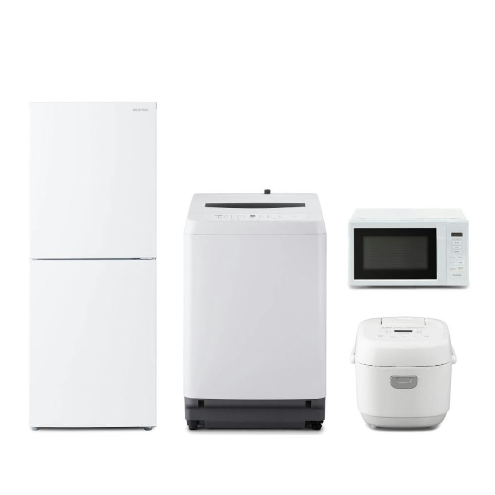 アイリスオーヤマ 【軒先渡し】家電4点セット(冷凍冷蔵庫 153L+全自動洗濯機 8.0kg+ジャー炊飯器 5.5合+電子レンジ 17L) 二人暮らし 新生活 まとめ買い【別送品】