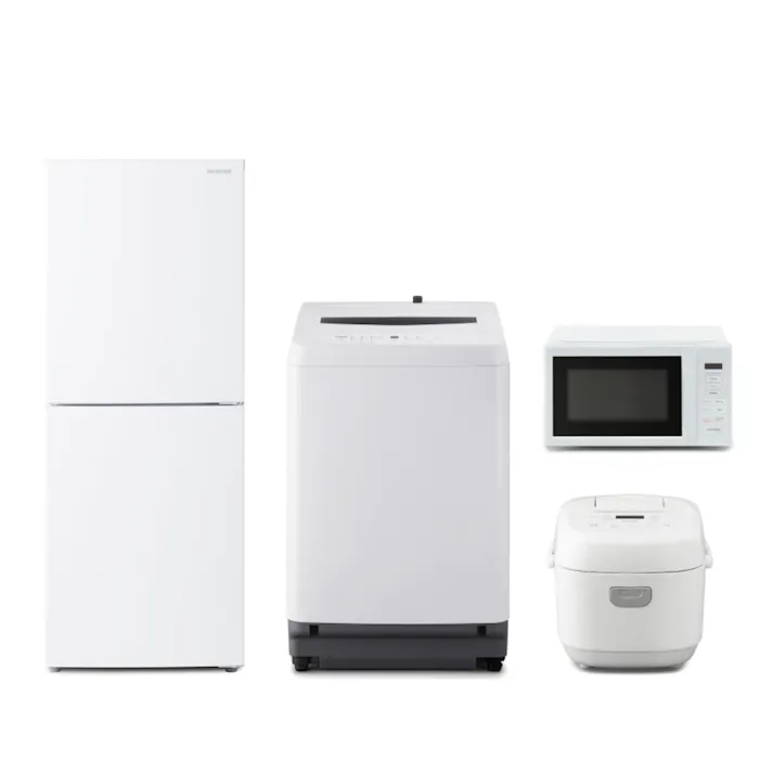 アイリスオーヤマ 【軒先渡し】家電4点セット(冷凍冷蔵庫 153L+全自動洗濯機 8.0kg+ジャー炊飯器 5.5合+電子レンジ 17L) 二人暮らし 新生活 まとめ買い【別送品】