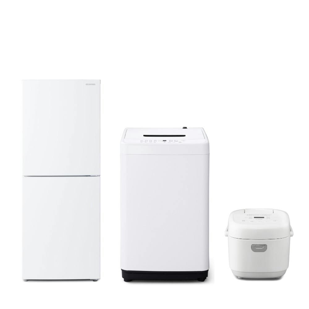 アイリスオーヤマ 【冷蔵庫・洗濯機 開梱設置】家電3点セット(冷凍冷蔵庫 153L+全自動洗濯機 5.0kg+ジャー炊飯器 5.5合) 一人暮らし 料理好き 新生活 まとめ買い【別送品】