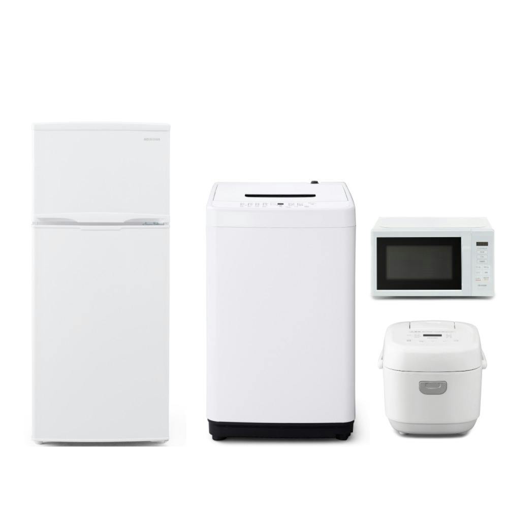 アイリスオーヤマ 【冷蔵庫・洗濯機 開梱設置】家電4点セット(冷凍冷蔵庫 118L+全自動洗濯機 5.0kg+ジャー炊飯器 3合+電子レンジ 17L) 一人暮らし 新生活 まとめ買い 4967576000027【別送品】
