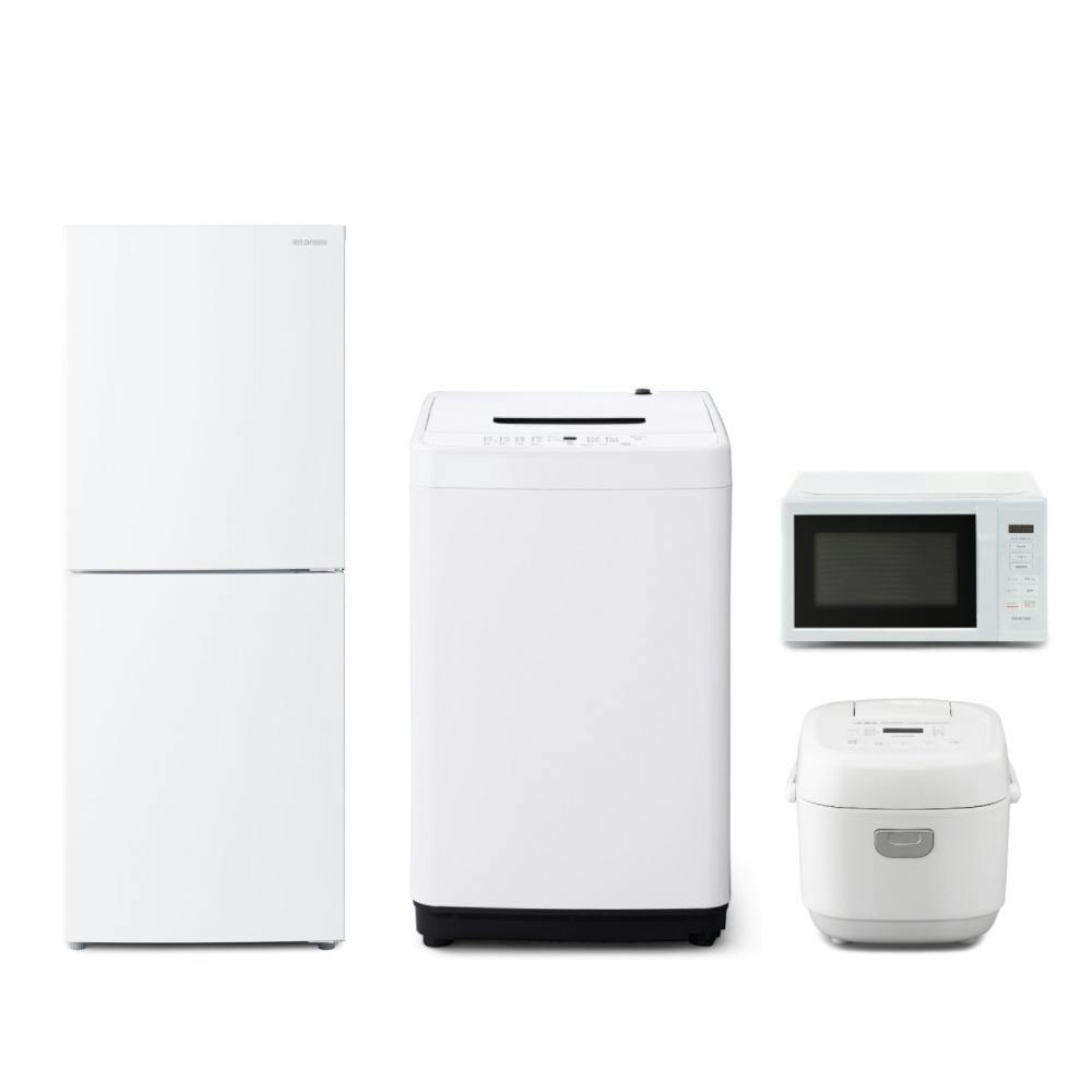 アイリスオーヤマ 【冷蔵庫・洗濯機 開梱設置】家電4点セット(冷凍冷蔵庫 153L+全自動洗濯機 5.0kg+ジャー炊飯器 5.5合+電子レンジ 17L) 一人暮らし 料理好き 新生活 まとめ買い【別送品】