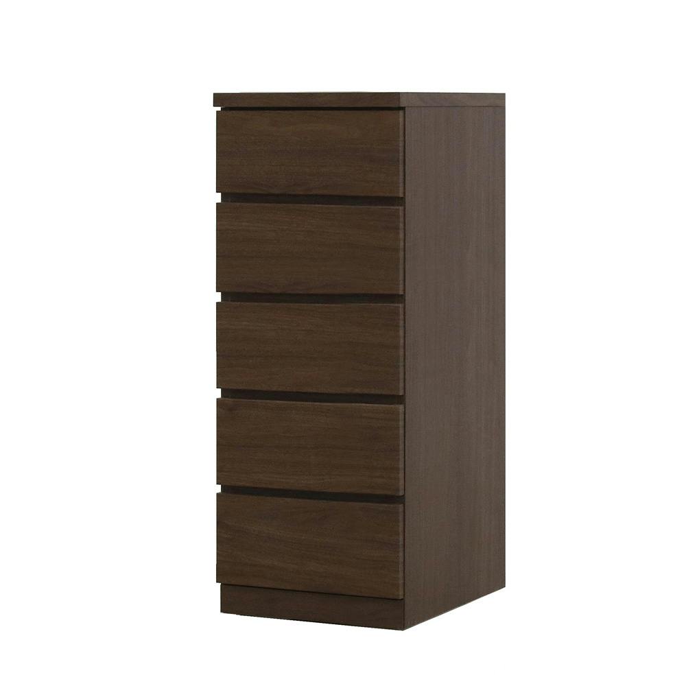 チェスト タンス 幅40cm 5段 奥行55cm 桐引き出し クローゼット 押入れ 収納 完成品 国産 大川家具 ウォールナット 丸田木工 フィット fi040555cwn【別送品】