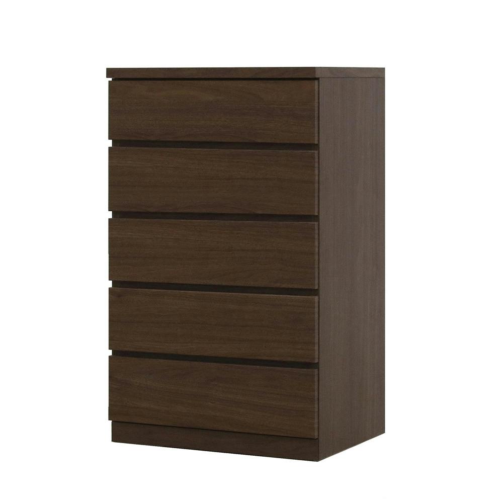 丸田木工 フィット チェスト タンス 幅60 5段 奥行44cm ウォールナット 押入れ収納 衣類収納 衣装ケース fi060544cwn【別送品】