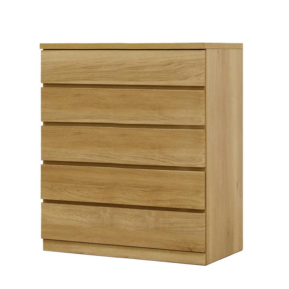 丸田木工 フィット チェスト タンス 幅80 5段 奥行44cm オーク 押入れ収納 衣類収納 衣装ケース fi080544cwo【別送品】