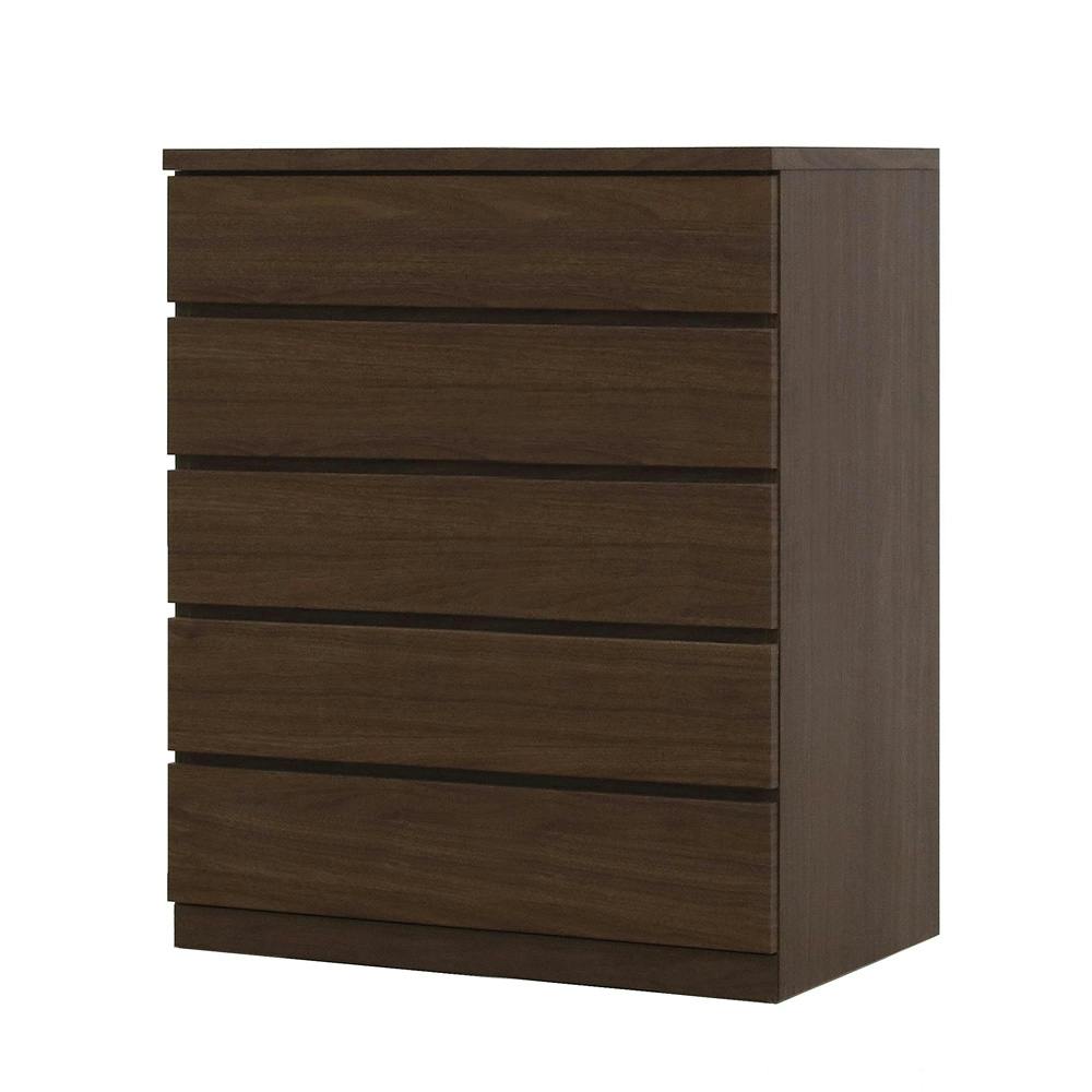 丸田木工 フィット チェスト タンス 幅80 5段 奥行55cm ウォールナット 押入れ収納 衣類収納 衣装ケース fi080555cwn【別送品】