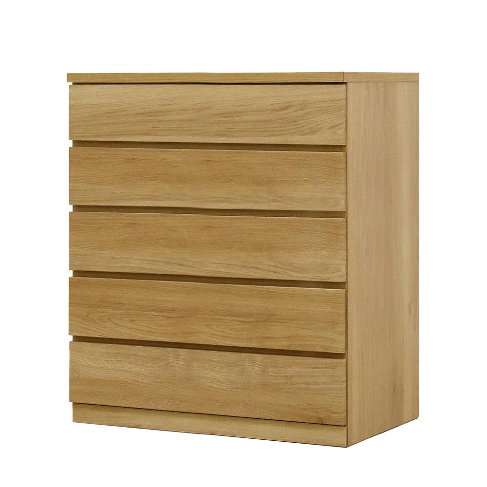 丸田木工 フィット チェスト タンス 幅80 5段 奥行55cm オーク 押入れ収納 衣類収納 衣装ケース fi080555cwo【別送品】