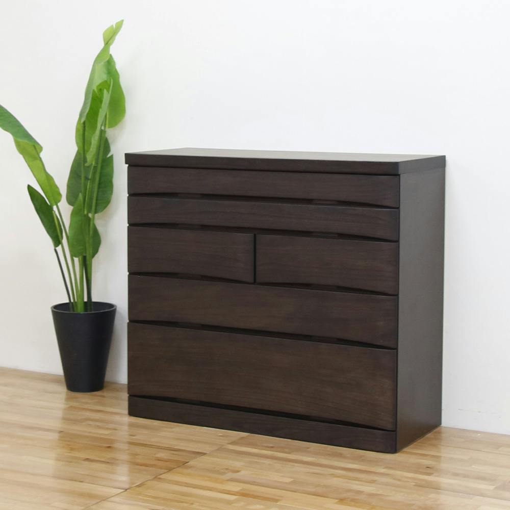 丸田木工 桐蔵 チェスト タンス 幅102 5段 ダーク 衣類収納 着物収納