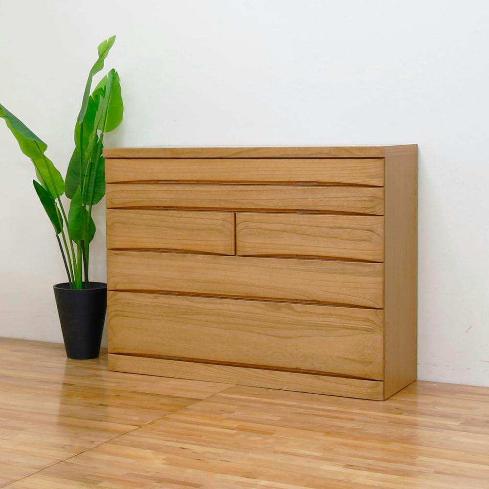 丸田木工 桐蔵 チェスト タンス 幅118 5段 ナチュラル 衣類収納 着物