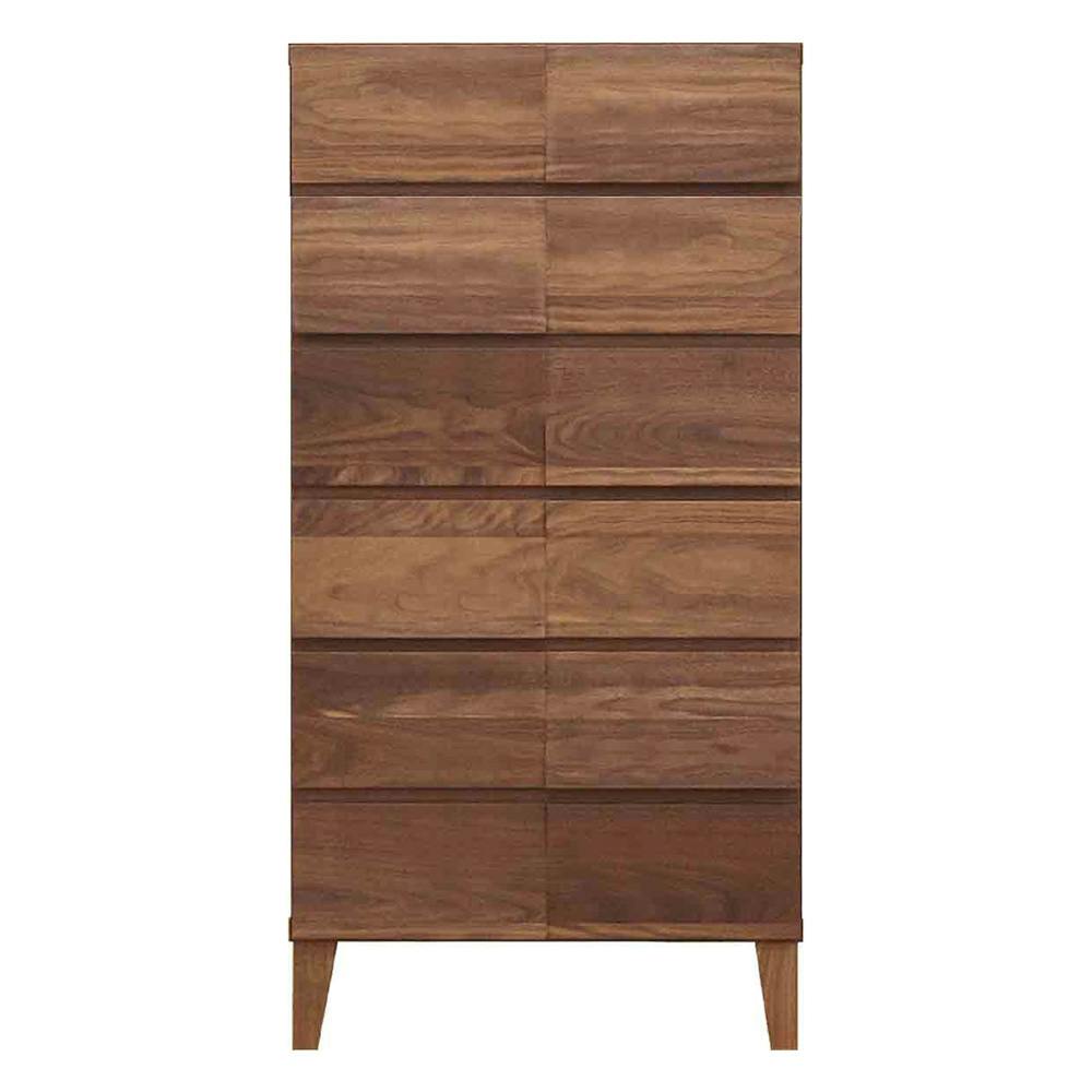 丸田木工 モデルノ チェスト タンス 幅58 6段 ウォールナット スリムチェスト リビングチェスト 収納 md058600cwn【別送品】