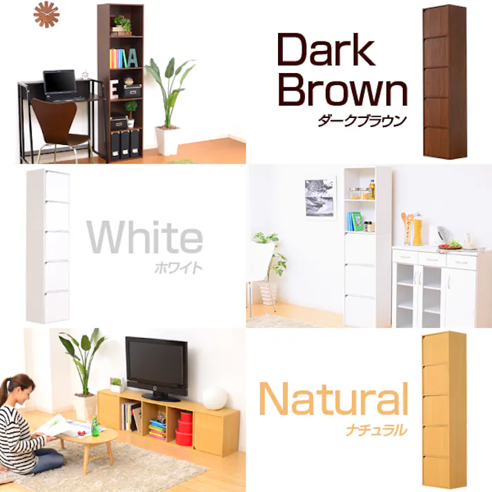HomeTaste A4サイズ収納OK!扉付きカラーボックス【-5ivox-フィボックス】 ダークブラウン 収納 カラフル ほこり対策 A4-T5D--DBR【別送品】