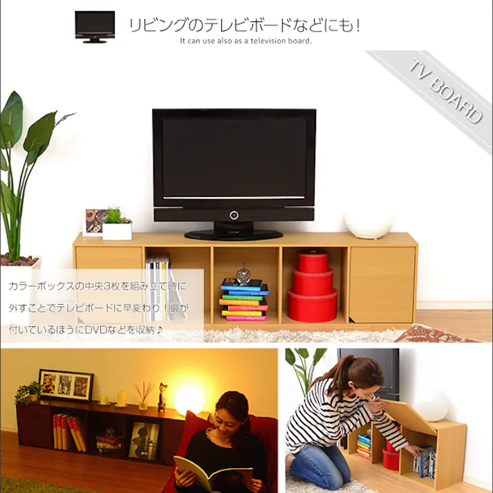 HomeTaste A4サイズ収納OK!扉付きカラーボックス【-5ivox-フィボックス】 ダークブラウン 収納 カラフル ほこり対策 A4-T5D--DBR【別送品】