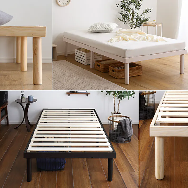 HomeTaste パイン材高さ2段階調整脚付きすのこベッド(シングル) ブラウン 高さ変更可能 北欧 F★★★★(フォースター)獲得 ASP-02S--BR【別送品】