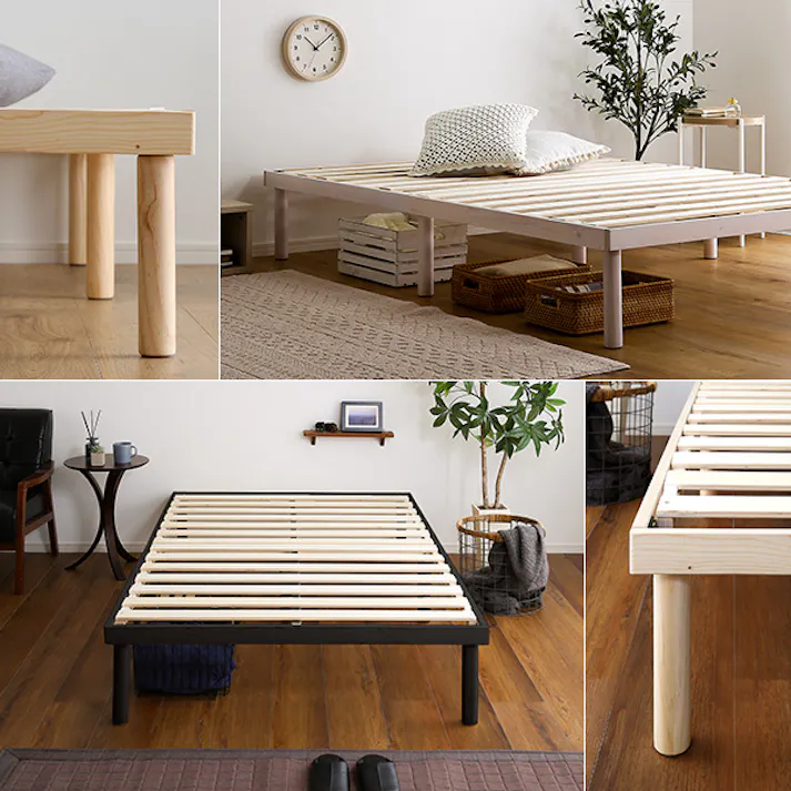 HomeTaste パイン材高さ2段階調整脚付きすのこベッド(セミダブル) ブラウン 高さ変更可能 北欧 F★★★★(フォースター)獲得 ASP-02SD--BR【別送品】