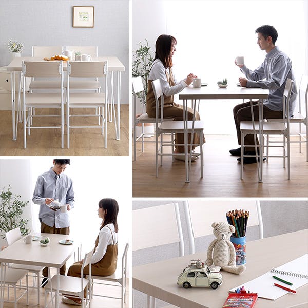 HomeTaste さわやかな背もたれ付きオシャレダイニング5点セット