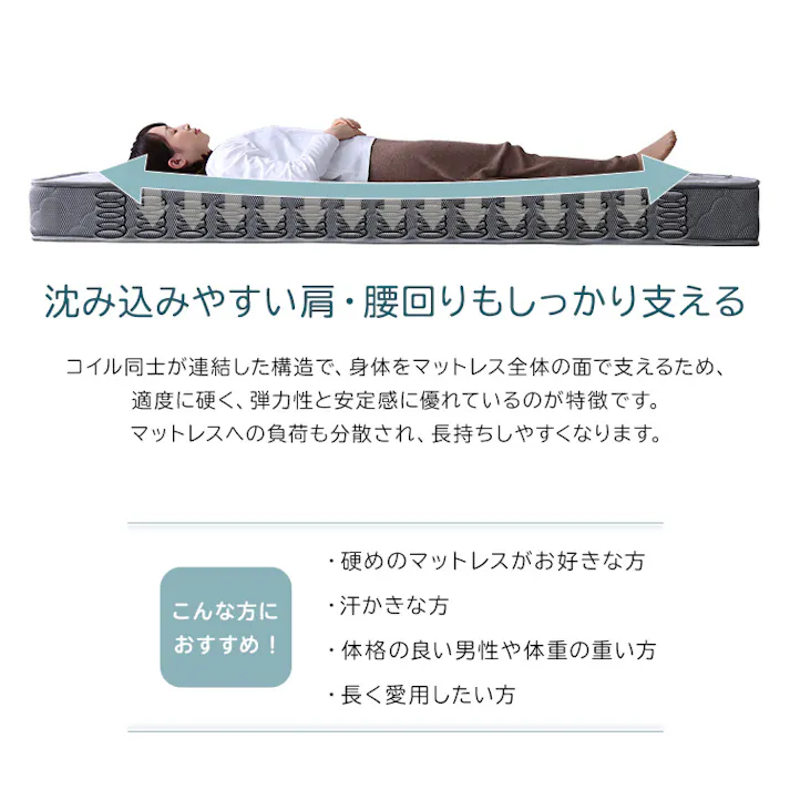 HomeTaste ボンネルコイルマットレス【Bonjia-ボンジーアー】ダブルサイズ シルバー 熟睡 寝具 サイズ展開豊富 BRM-01D--SL【別送品】