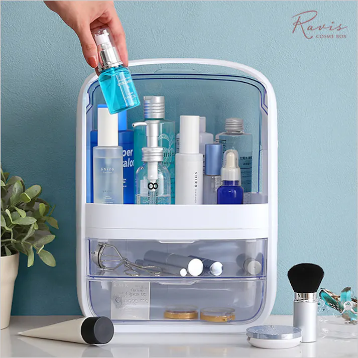 HomeTaste 中身が見やすいコスメボックス【Ravis-ラヴィスー】 ピンク 女性向け かわいい 化粧道具入れ CB-2DW--PK【別送品】