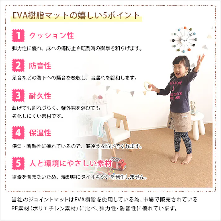 HomeTaste サイドパーツ付き!ジョイントコルクマット 48枚セット(大判45cm)安心の低ホルムアルデヒド、防音、保温【Etle-エーテルー】 ナチュラル マット 軽い 抗菌 CMT-48--NA【別送品】