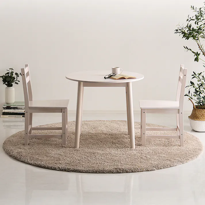 HomeTaste 北欧テイスト 円形ダイニング3点セット 丸型省スペース 天然木製【Saluna-サルーナ】 ナチュラル ダイニングテーブル インテリア チェア CPD-3--NA【別送品】